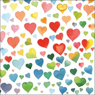 Ambiente 20 Χαρτοπετσέτες 33x33cm 3φύλλες Colourful hearts Mix FSC