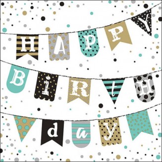 Ambiente 20 Χαρτοπετσέτες 33x33cm 3φύλλες Birthday Garland Green FSC