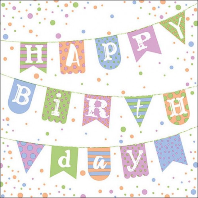 Ambiente 20 Χαρτοπετσέτες 33x33cm 3φύλλες Birthday Garland blue FSC