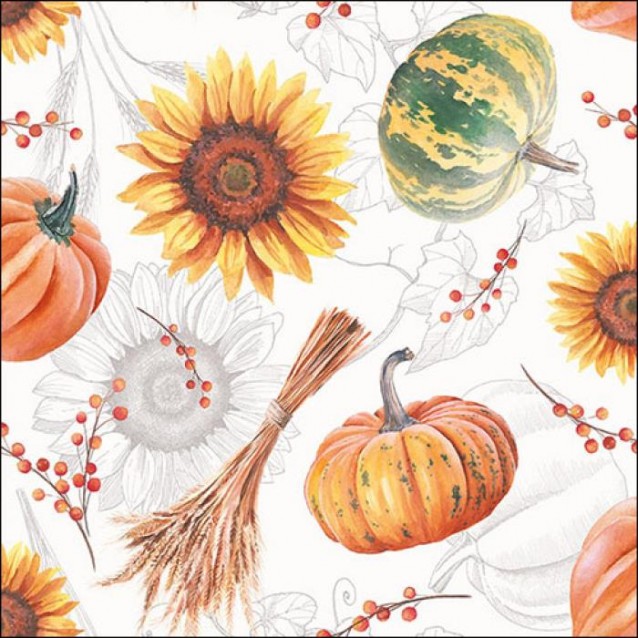 Ambiente 20 Χαρτοπετσέτες 33x33cm 3φύλλες Pumpkins & SunFlowers FSC