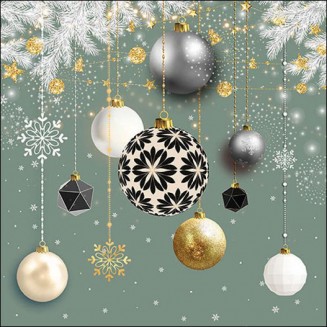 Ambiente 20 Χαρτοπετσέτες 33x33cm 3φύλλες Christmas Baubles Sage FSC