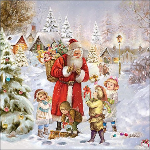 Ambiente 20 Χαρτοπετσέτες 33x33cm 3φύλλες Santa Bringing Presents FSC