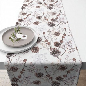 Ambiente Ράνερ Τραπεζιού 40x150cm 100% Βαμβακερό Pine Cones White