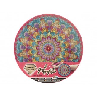 Diamond Painting Mandala Fuschia σε Στρογγυλό Τελάρο 30cm