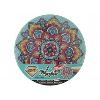 Diamond Painting Mandala Turquoise σε Στρογγυλό Τελάρο 30cm