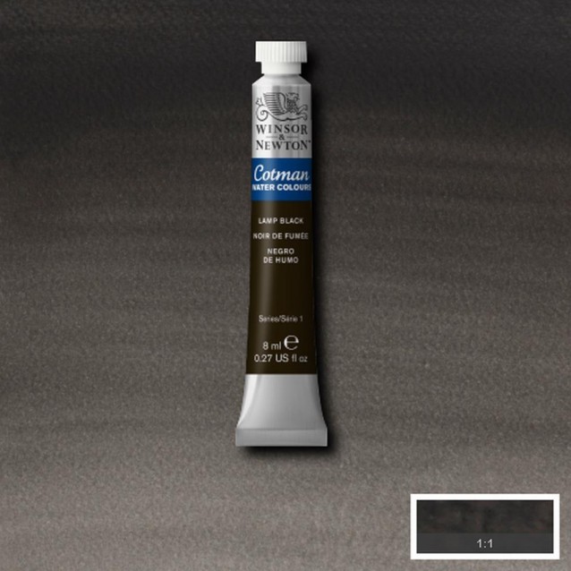 Winsor & Newton 8ml Σωληνάριο Ακουαρέλας Cotman 337 Lamp Black Series 1