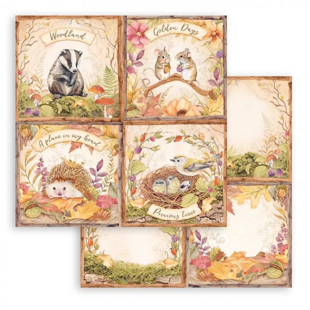 Stamperia Χαρτί Scrapbooking 30,5X30,5cm Διπλής Όψης Woodland 4 Cards