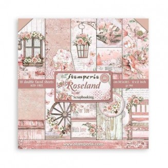 Stamperia 10 Χαρτιά Scrapbooking 30,5x30,5cm Διπλής Όψης Roseland