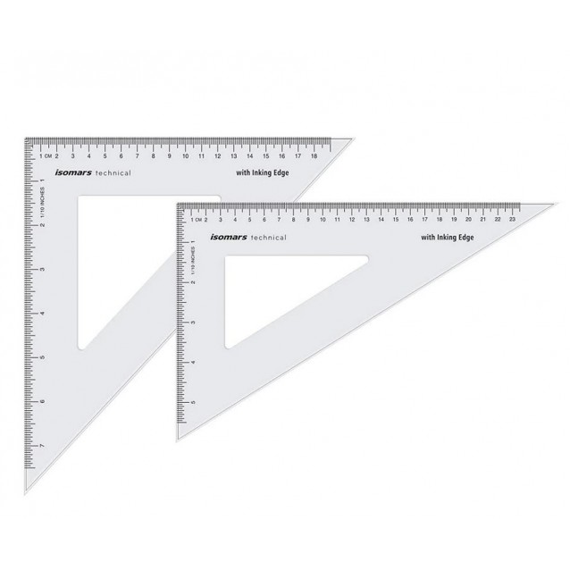 Isomars 2 Τρίγωνα 30cm/45° & 35cm/60° με Πατούρα