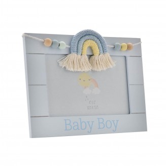 Petit Cheri Ξύλινη Κονρίζα 10x15cm Μακραμέ Ουράνιο Τόξο Baby Boy