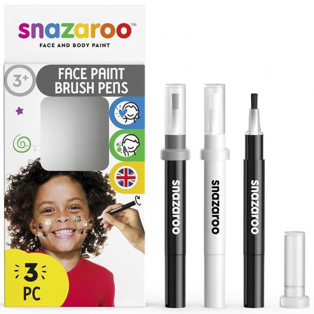 Snazaroo 3 Μαρκαδόροι Face Painting Black & White