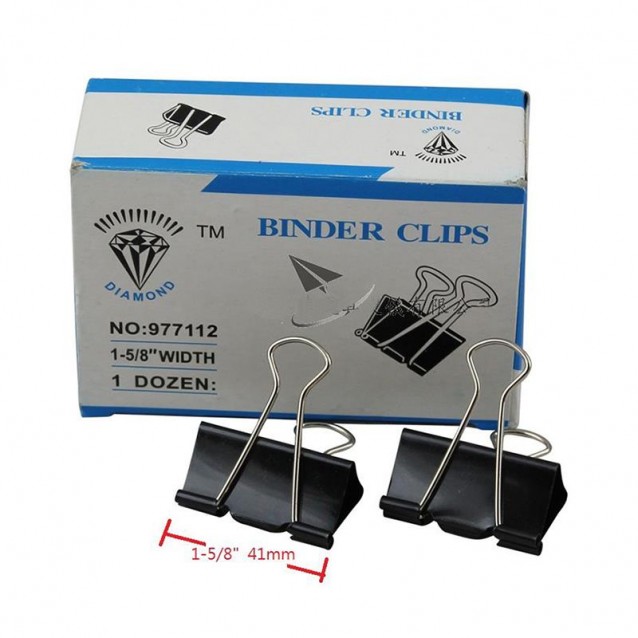 Κουτί με 12 Πιάστρες Χαρτιών (Binder Clips) 41mm