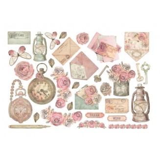 Stamperia Αυτοκόλλητα Χάρτινα Διακοσμητικά Ephemera Shabby Rose