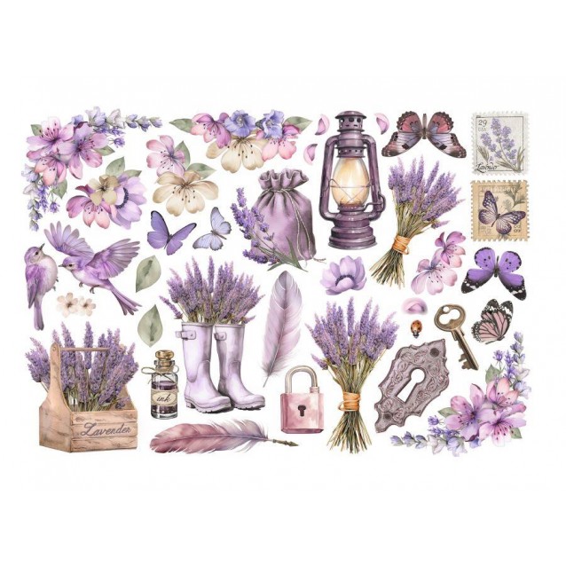 Stamperia Αυτοκόλλητα Χάρτινα Διακοσμητικά Ephemera Lavender