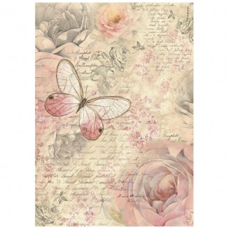 Stamperia Ριζόχαρτο Decoupage A4 (21X29,7cm) Shabby Rose Btterfly