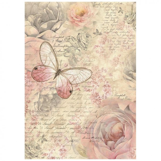 Stamperia Ριζόχαρτο Decoupage A4 (21X29,7cm) Shabby Rose Btterfly