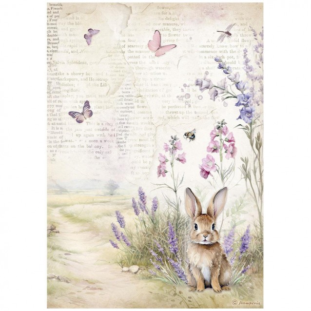 Stamperia Ριζόχαρτο Decoupage A4 (21X29,7cm) Lavender Bunny