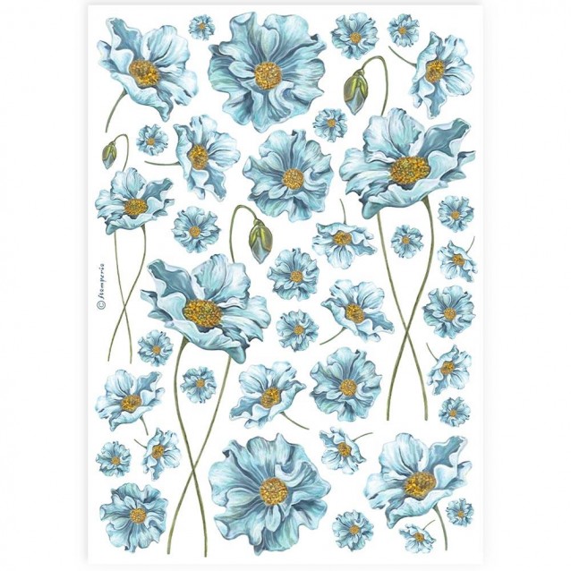 Stamperia Ριζόχαρτο Decoupage A4 (21X29,7cm) Blue Flowers