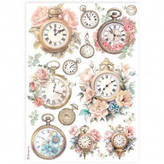 Stamperia Ριζόχαρτο Decoupage A4 (21X29,7cm) Clocks