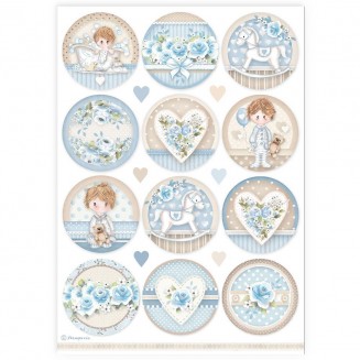 Stamperia Ριζόχαρτο Decoupage A4 (21X29,7cm) Baby Boy Rounds