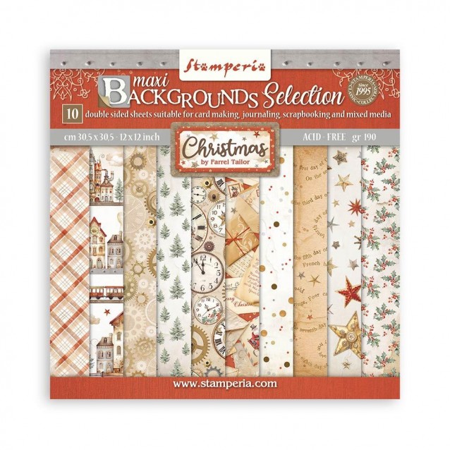 Stamperia 10 Χαρτιά Scrapbooking 30,5x30,5cm Διπλής Όψης Gear up for Christmas