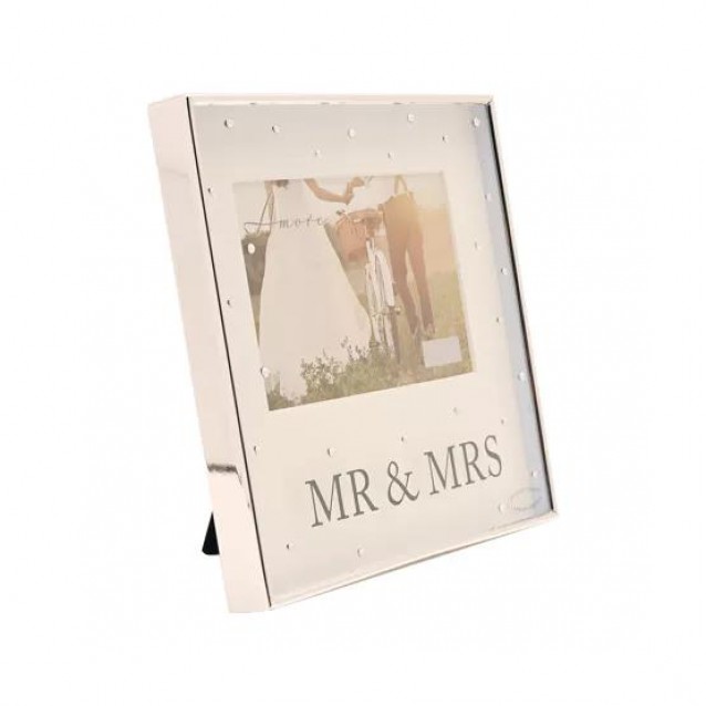 Amore Επάργυρη Κορνίζα Box 10x15cm με Κρυστάλλους Mr & Mrs