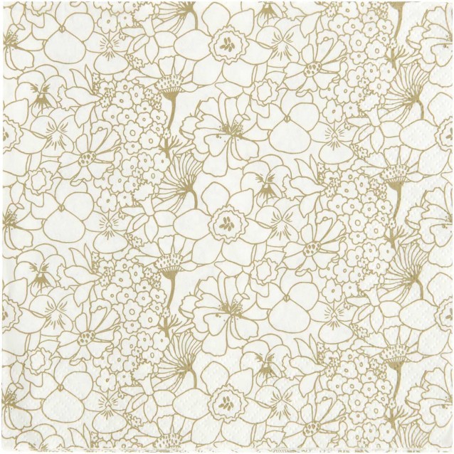 Rico Design 20 Χαρτοπετσέτες 33x33cm Gold Flowers FSC