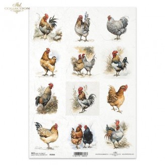 Itd. Collection Ριζόχαρτο Decoupage A4 (21x29,7cm) Roosters