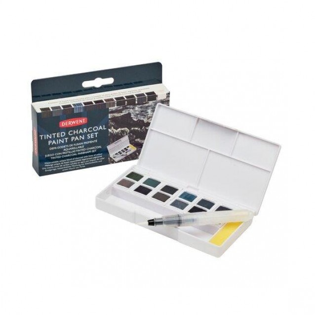 Derwent Κασετίνα Pocket με 12 πλακάκια Tinted Charcoal Paint