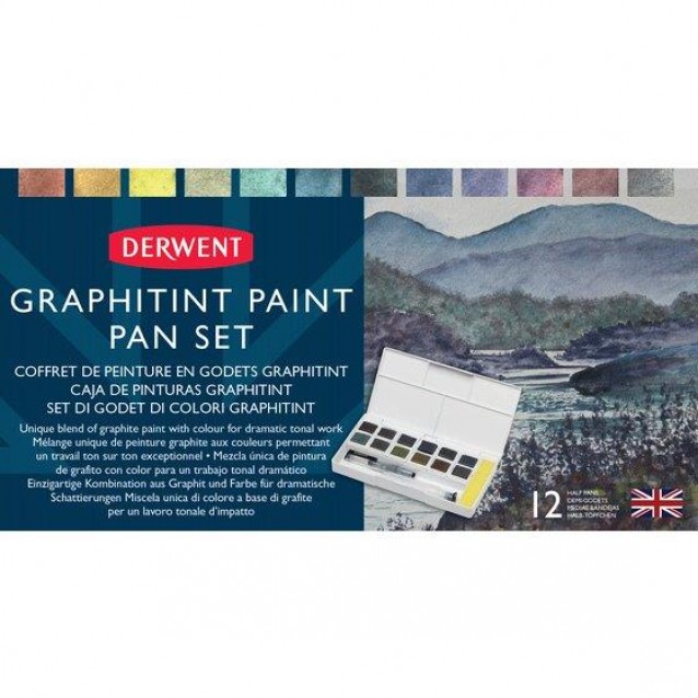 Derwent Κασετίνα Pocket με 12 πλακάκια Graphitint Paint