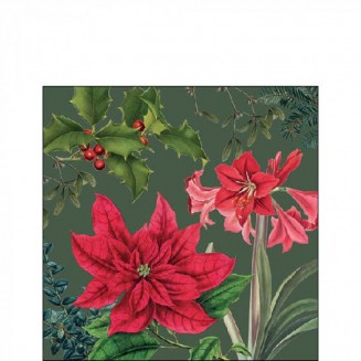 Ambiente 20 Χαρτοπετσέτες 25x25cm 3φύλλες Christmas Plants Green FSC