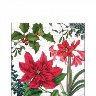 Ambiente 20 Χαρτοπετσέτες 25x25cm 3φύλλες Christmas Plants White FSC