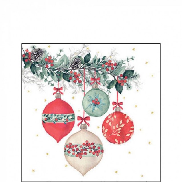 Ambiente 20 Χαρτοπετσέτες 25x25cm 3φύλλες Berry Baubles White FSC