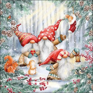 Ambiente 20 Χαρτοπετσέτες 33x33cm 3φύλλες Gnomes snowy in forest FSC