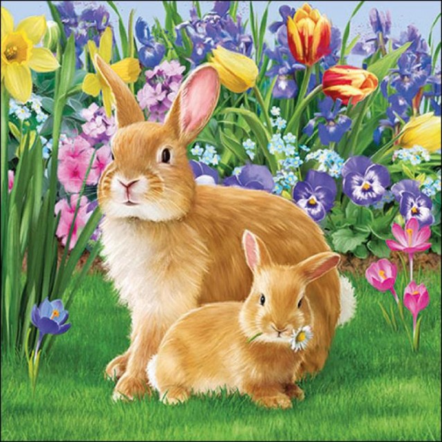 Ambiente 20 Χαρτοπετσέτες 33x33cm 3φύλλες Mother bunny FSC