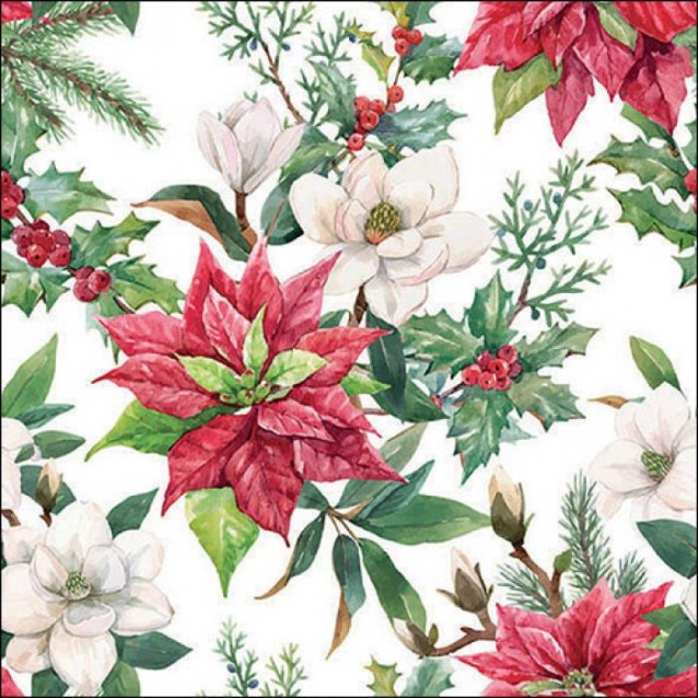 Ambiente 20 Χαρτοπετσέτες 33x33cm 3φύλλες Christmas florals FSC