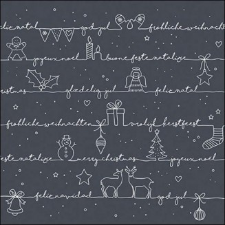 Ambiente 20 Χαρτοπετσέτες 33x33cm 3φύλλες Written Christmas wishes black FSC