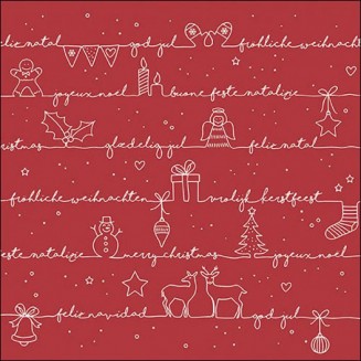 Ambiente 20 Χαρτοπετσέτες 33x33cm 3φύλλες Written Christmas wishes red FSC