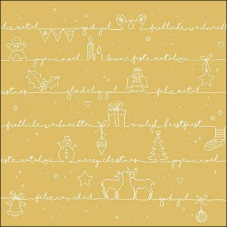 Ambiente 20 Χαρτοπετσέτες 33x33cm 3φύλλες Written Christmas wishes gold FSC