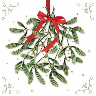 Ambiente 20 Χαρτοπετσέτες 33x33cm 3φύλλες Mistletoe with bow white FSC