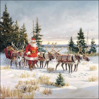 Ambiente 20 Χαρτοπετσέτες 33x33cm 3φύλλες Santa with his reindeers FSC