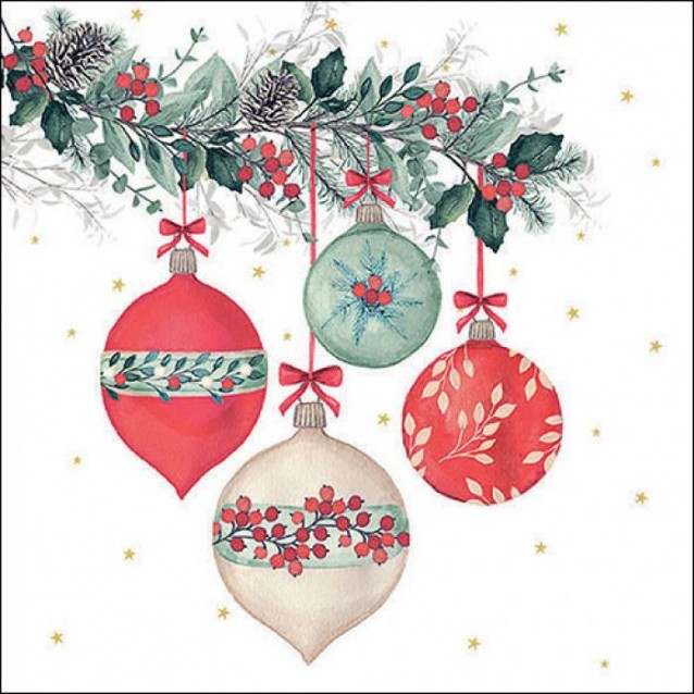 Ambiente 20 Χαρτοπετσέτες 33x33cm 3φύλλες Berry baubles white FSC