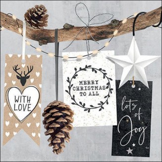 Ambiente 20 Χαρτοπετσέτες 33x33cm 3φύλλες Christmas hangtags FSC