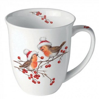 Ambiente Πορσελάνινη Κούπα 400ml Christmas Robins White