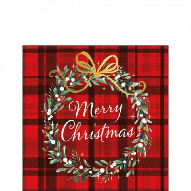 Ambiente 20 Χαρτοπετσέτες 25x25cm 3φύλλες Christmas Plaid Red FSC