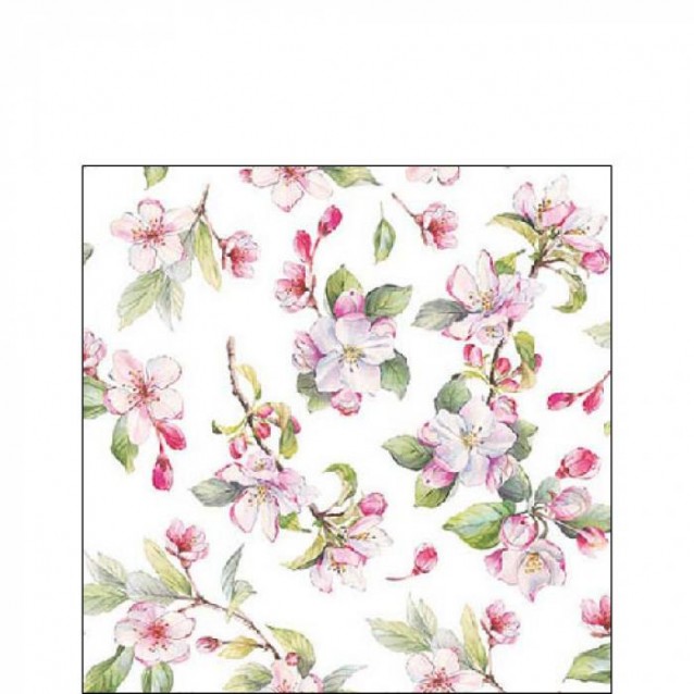 Ambiente 20 Χαρτοπετσέτες 25x25cm 3φύλλες Spring Blossom White FSC