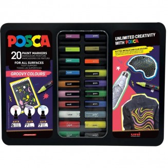 Posca Μεταλλική Κασετίνα με 20 Μαρκαδόρους Groovy Αποχρώσεις