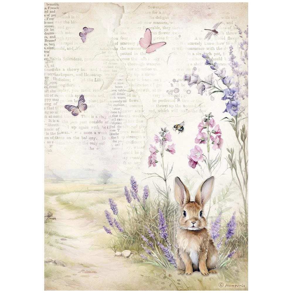 StamperiaΡιζόχαρτοDecoupageA4(21X29,7cm)LavenderBunny